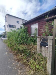 草刈り前の家